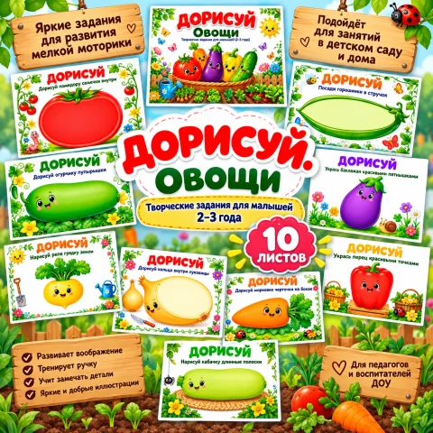 Дорисуй. Овощи