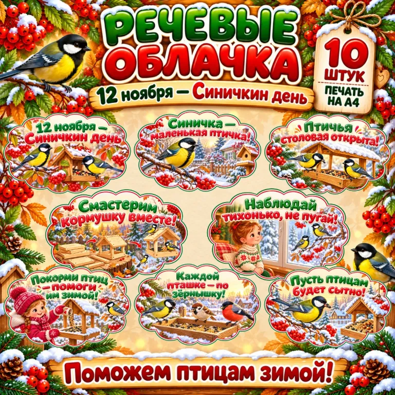 Речевые облачка «Синичкин день» — обложка