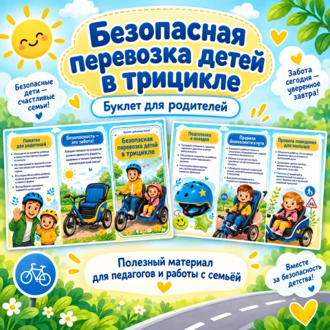 Буклет для родителей «Безопасная перевозка детей в трицикле»