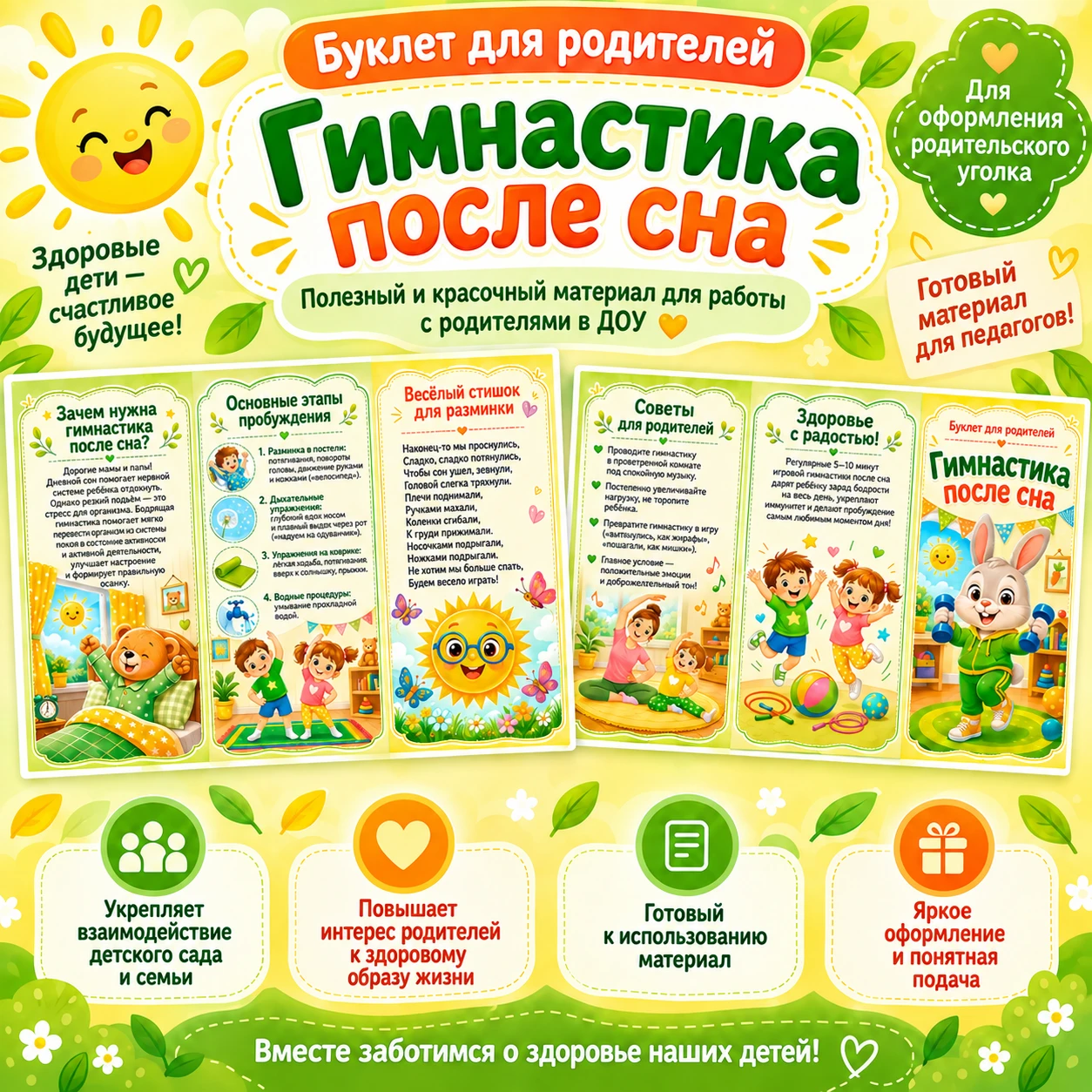 Буклет для родителей "Гимнастика после сна" — обложка