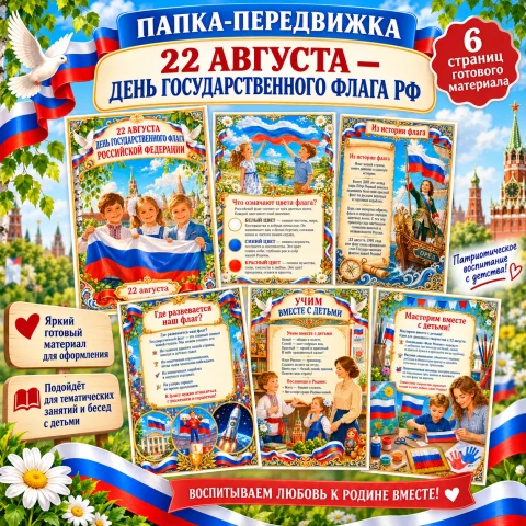 Папка - передвижка "22 августа - День Государственного флага РФ"