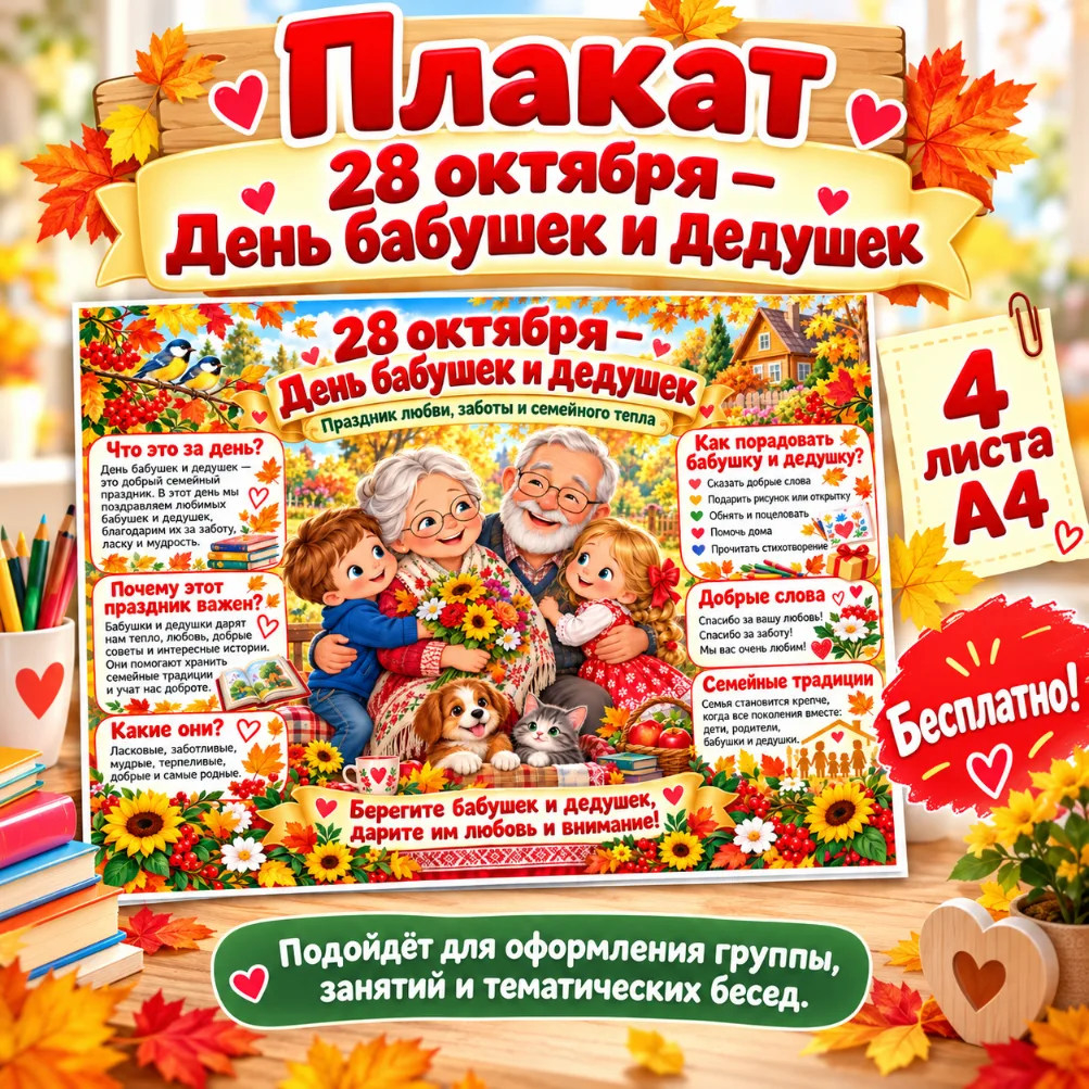 Плакат "28 октября - День бабушек и дедушек" — обложка