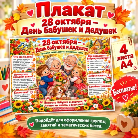 Плакат "28 октября - День бабушек и дедушек"