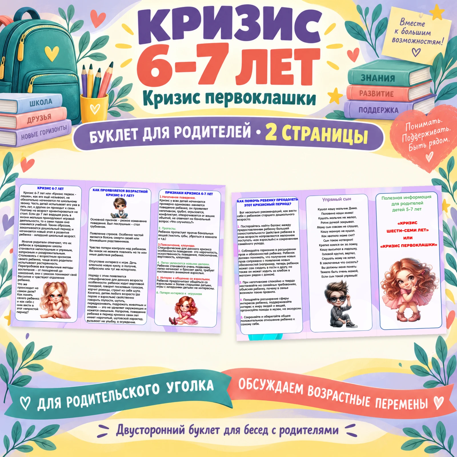 Буклет для родителей "Кризис 6–7 лет, или кризис первоклашки" — обложка