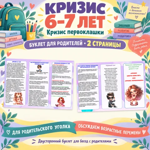 Буклет для родителей "Кризис 6–7 лет, или кризис первоклашки"