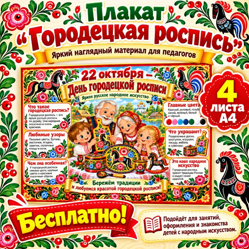 Плакат 22 октября — День городецкой росписи — обложка