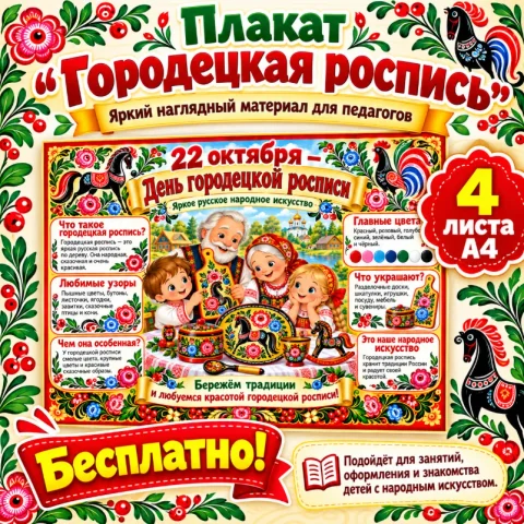 Плакат 22 октября — День городецкой росписи