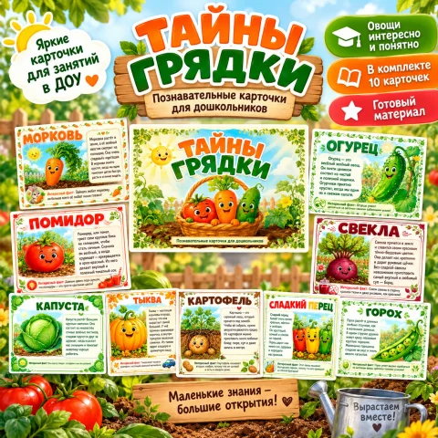 Познавательные карточки для дошкольников "Тайны грядки"