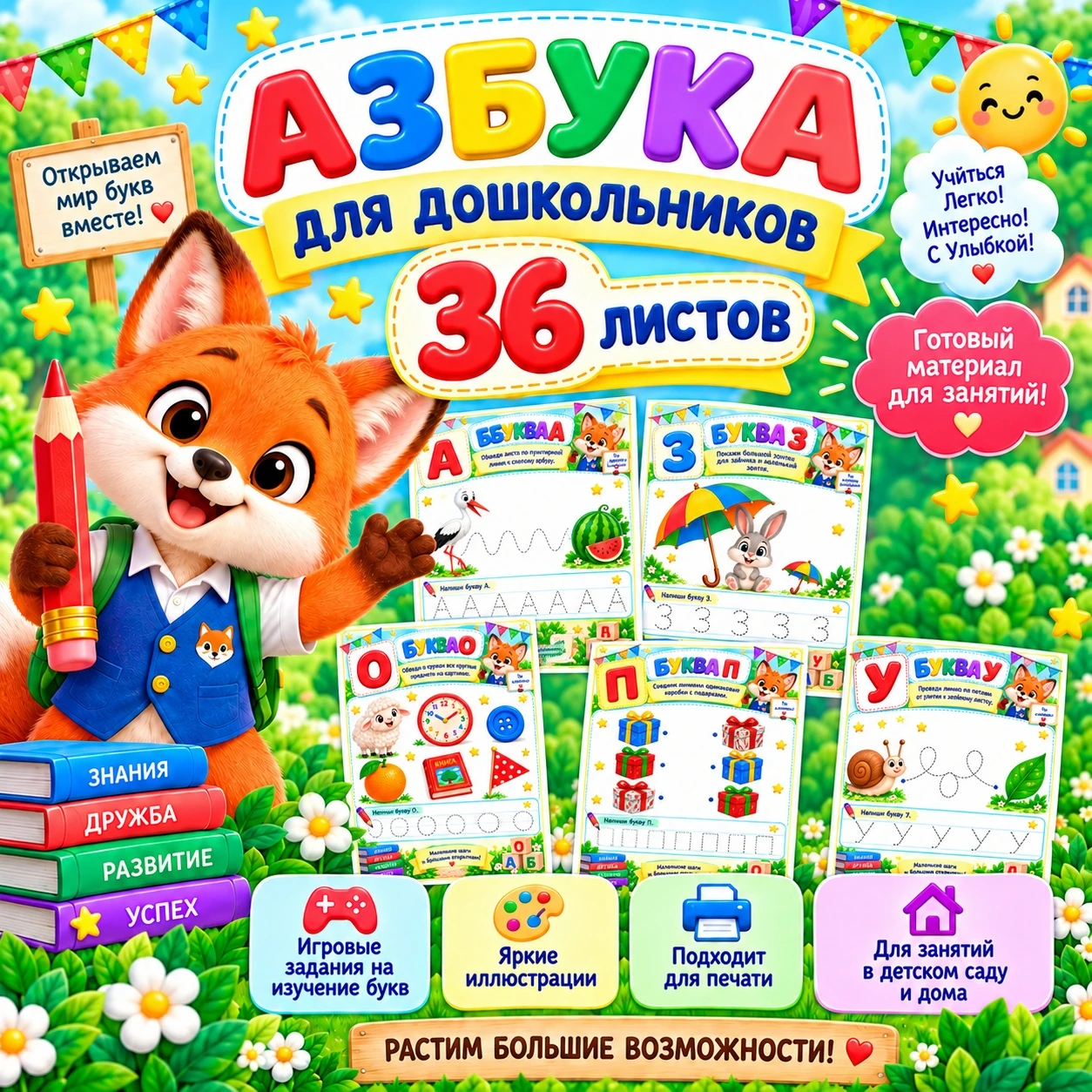 Рабочая тетрадь с заданиями "Весёлая азбука" — обложка