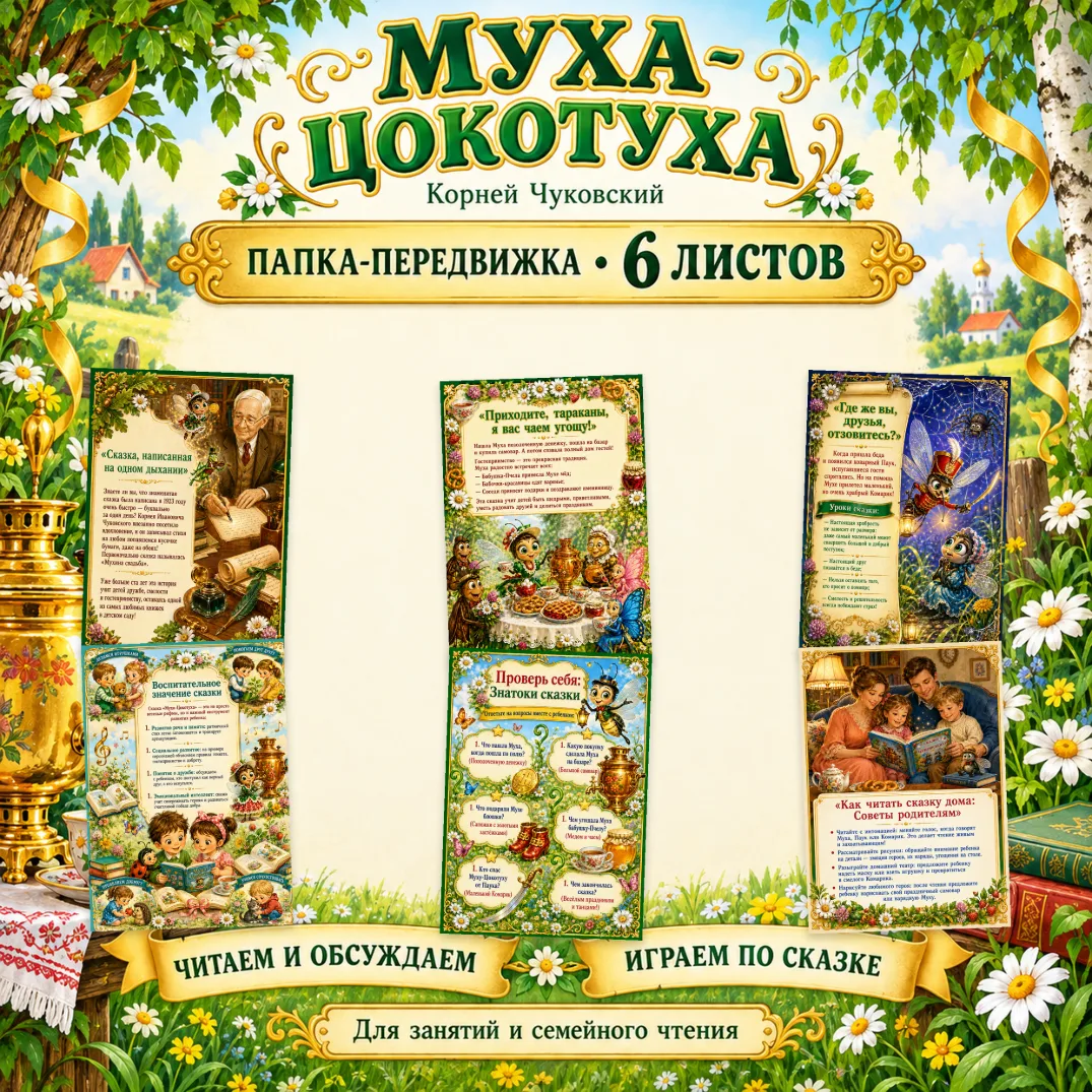 Муха-Цокотуха Корнея Чуковского — папка-передвижка — обложка