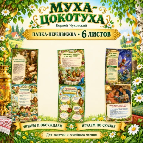 Муха-Цокотуха Корнея Чуковского — папка-передвижка