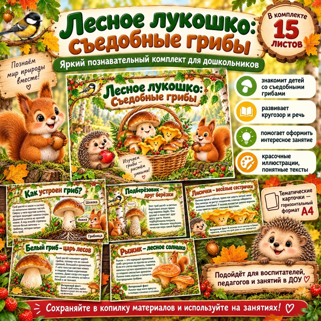 Тематический альбом "Лесное лукошко: съедобные грибы" — обложка
