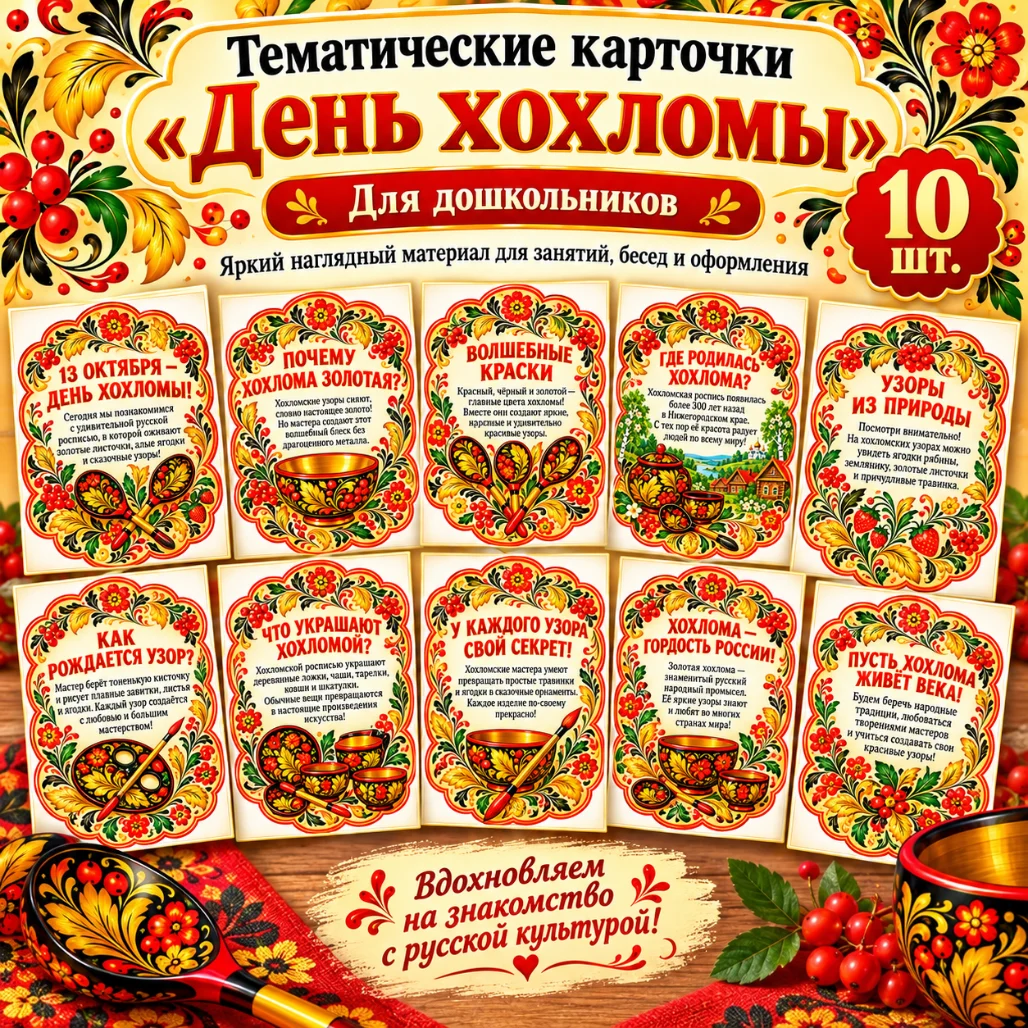 Тематические карточки «День хохломы» — обложка