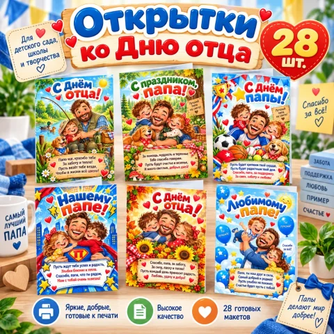 Открытки ко дню отца - 28шт.