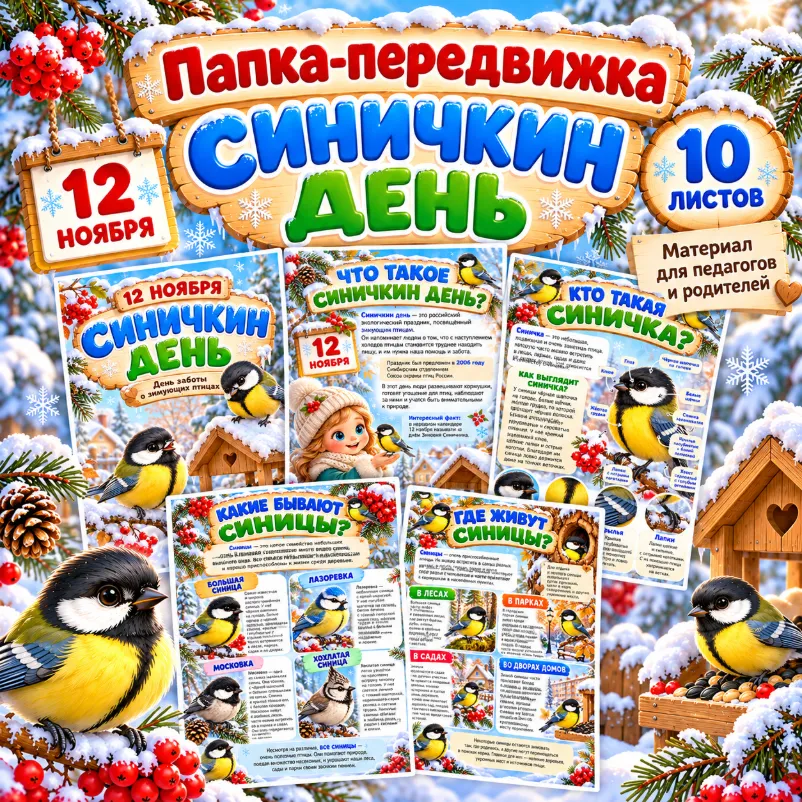 Папка - передвижка "12 ноября - Синичкин день" — обложка