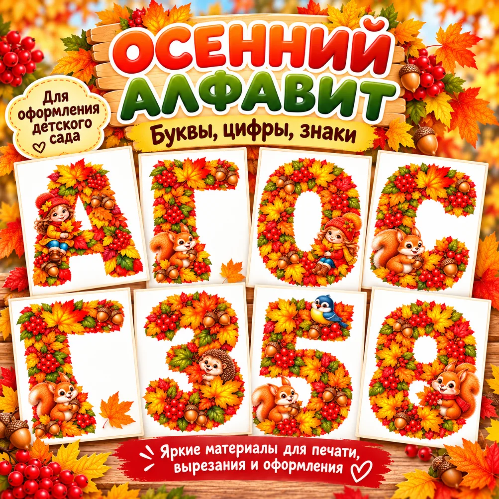 Осенний алфавит, цифры и знаки — обложка