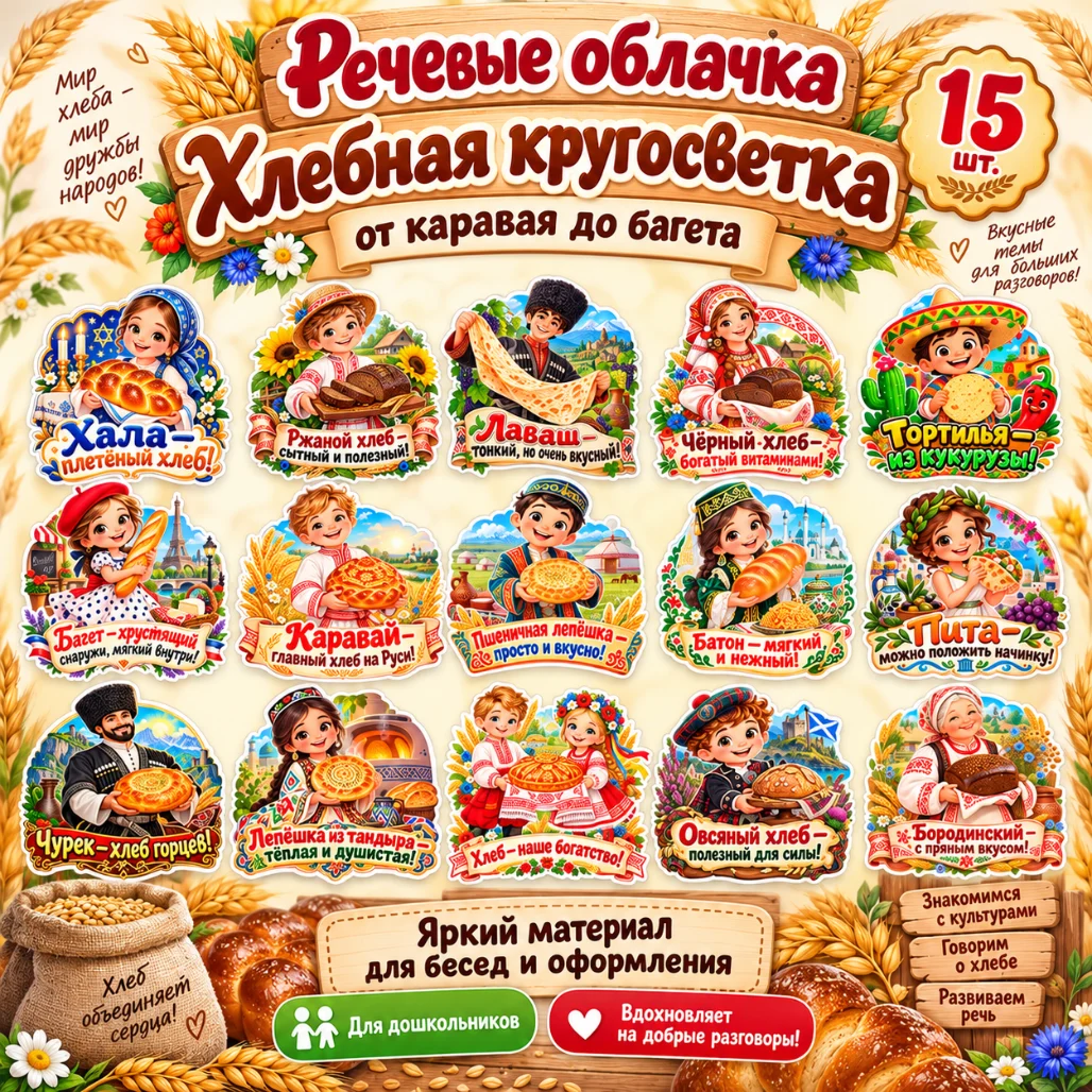Речевые облачка «Хлебная кругосветка - от каравая до багета» — обложка