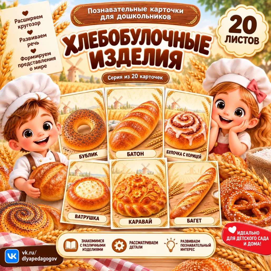 Познавательные карточки "Хлебобулочные изделия" — обложка
