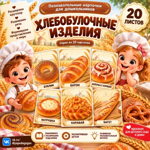 Познавательные карточки "Хлебобулочные изделия"