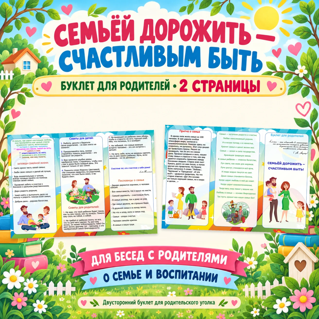 Буклет для родителей "Семьёй дорожить — счастливым быть" — обложка