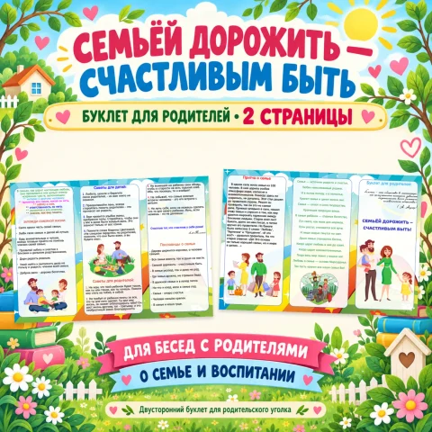 Буклет для родителей "Семьёй дорожить — счастливым быть"