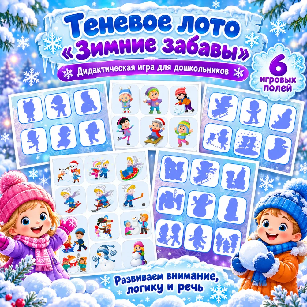 Теневое лото "Зимние забавы" — обложка