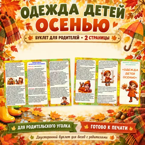 Буклет для родителей "Одежда детей осенью"