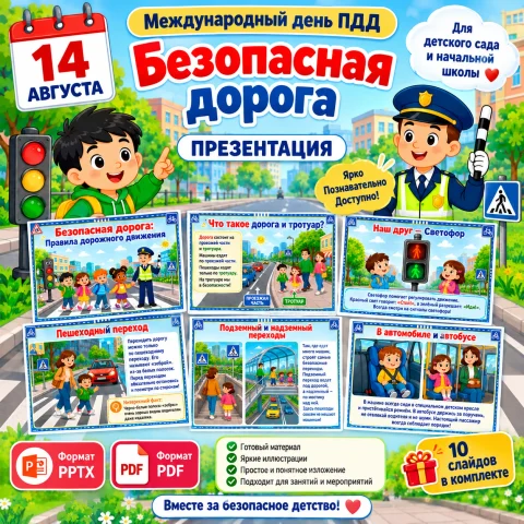 Презентация "14 августа - Международный день ПДД. Безопасная дорога"