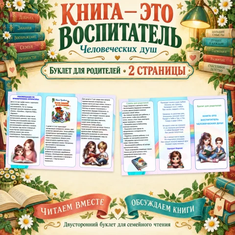 Буклет для родителей "Книга — это воспитатель человеческих душ"