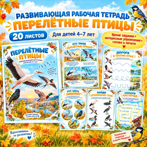 Развивающая рабочая тетрадь "Перелётные птицы"