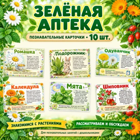 Познавательные карточки "Зелёная аптека"