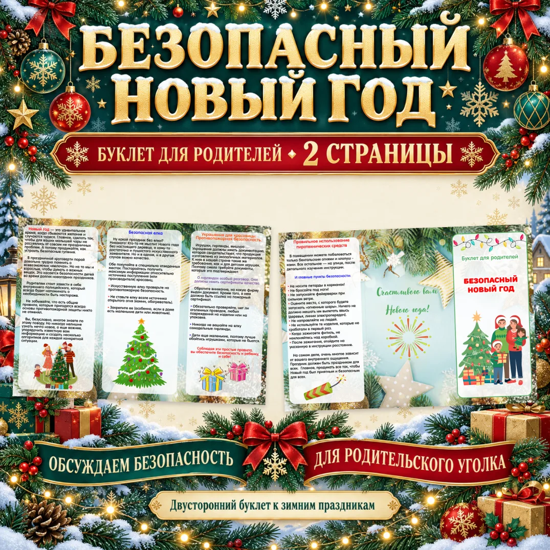 Буклет для родителей "Безопасный Новый год" — обложка