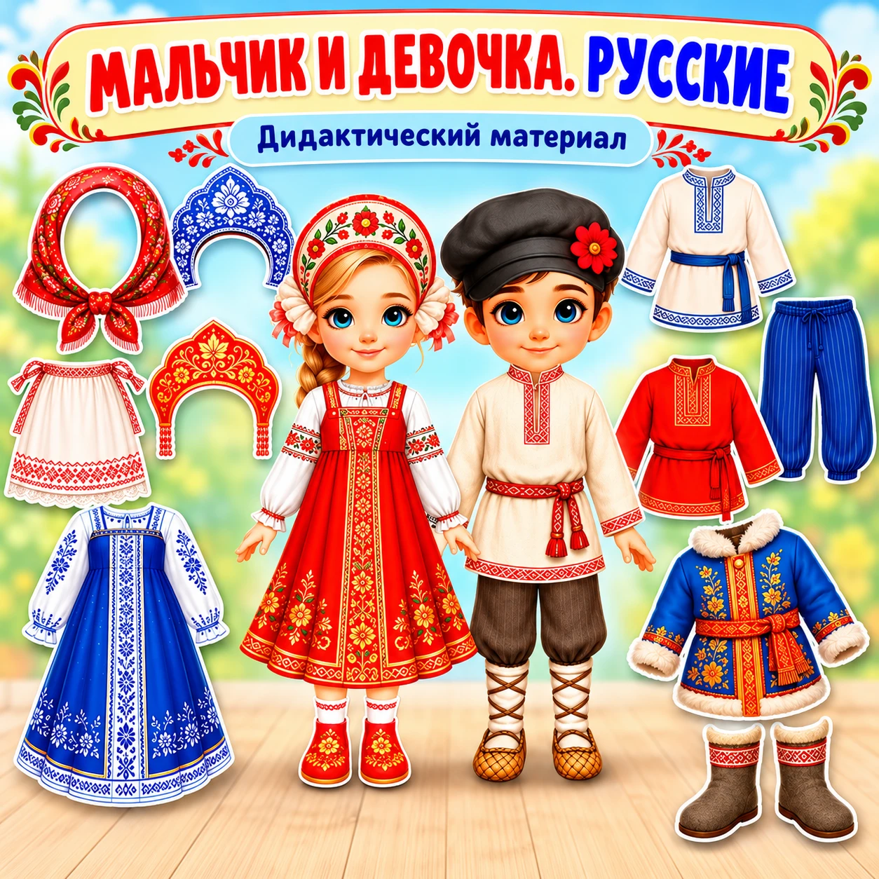 Мальчик и девочка в русских костюмах — обложка