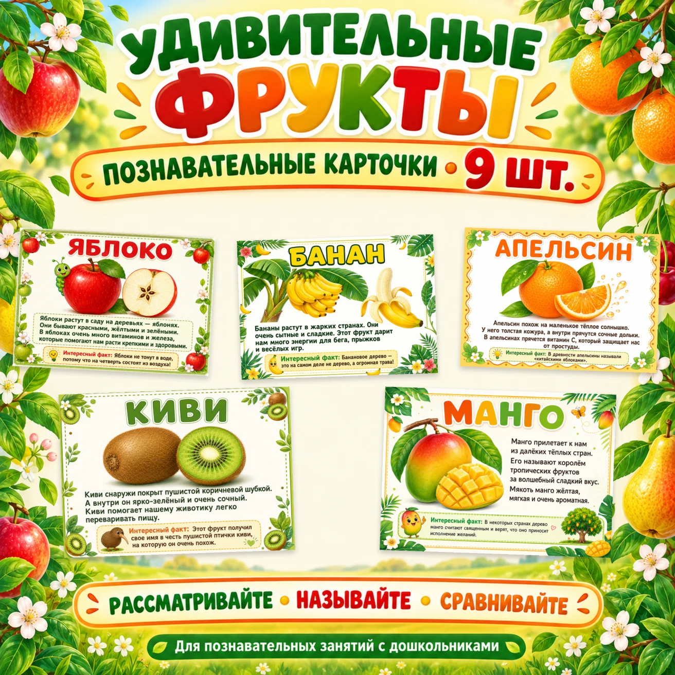 Тематические карточки "Удивительные фрукты" — обложка