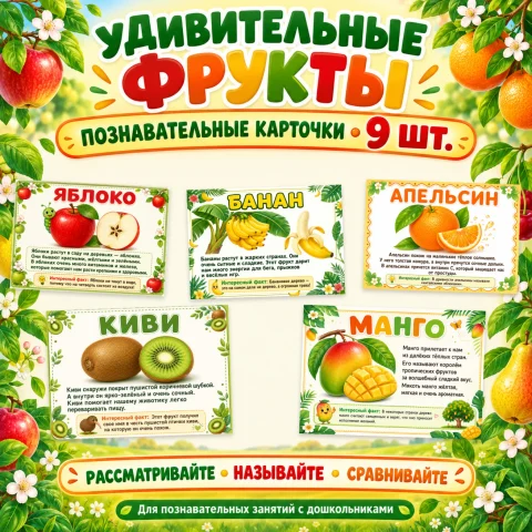 Тематические карточки "Удивительные фрукты"