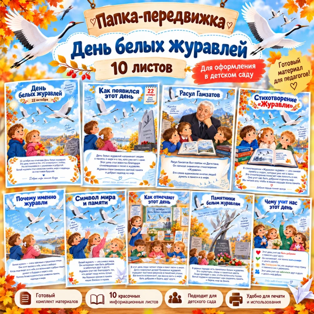 Папка-передвижка «День белых журавлей» — обложка