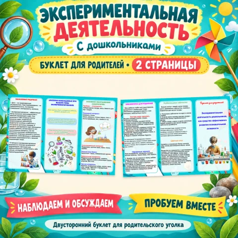 Буклет для родителей "Экспериментальная деятельность дошкольников"