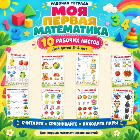 Моя первая математика — рабочая тетрадь для детей 3–4 лет