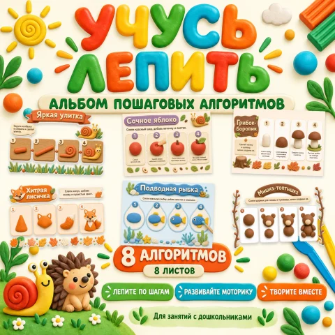 Альбом пошаговых алгоритмов "Учусь лепить"