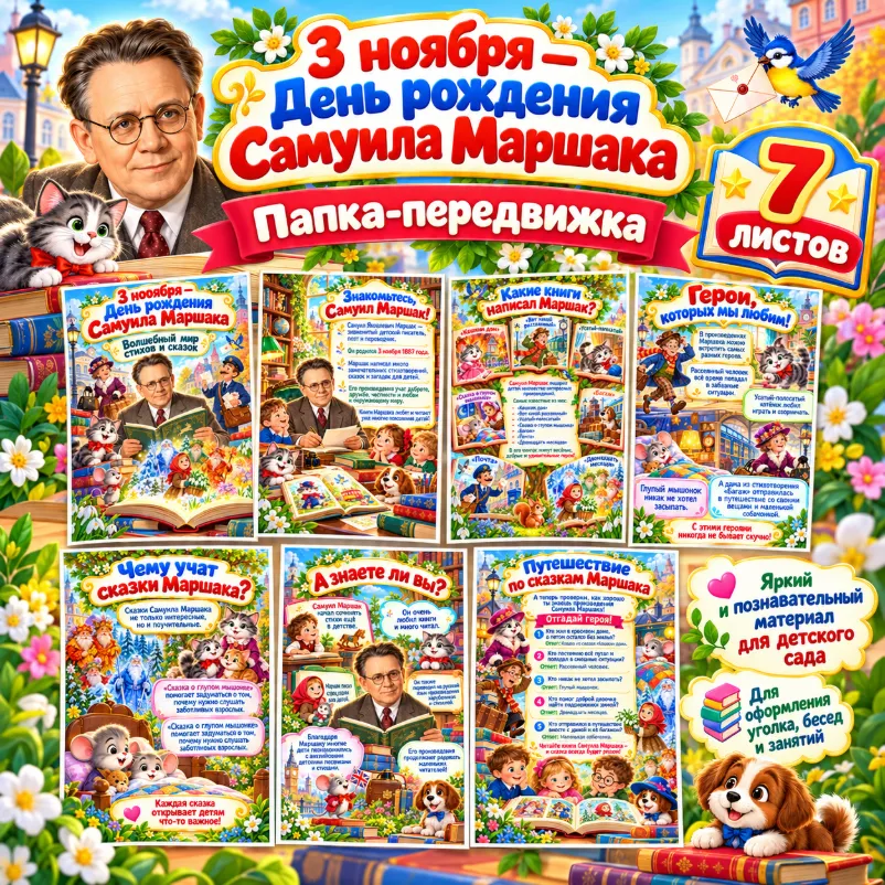 Папка - передвижка "3 ноября - День рождения Самуила Маршака" — обложка
