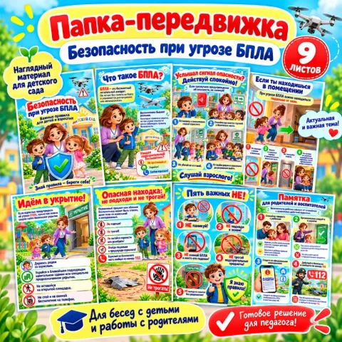 Папка - передвижка "Безопасность при угрозе БПЛА"