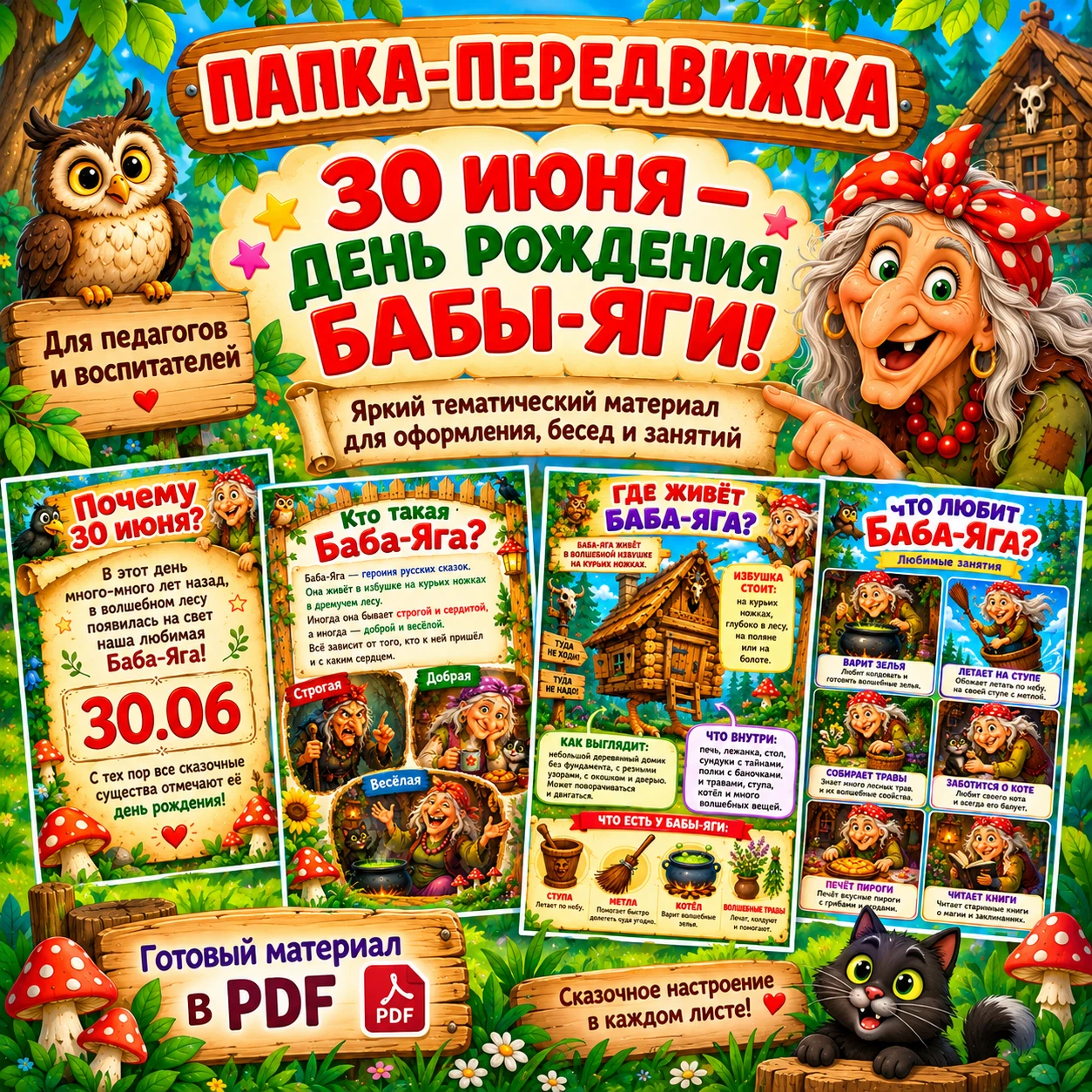 Папка-передвижка «30 июня - День рождения Бабы-Яги» — обложка