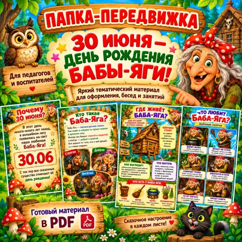 Папка-передвижка «30 июня - День рождения Бабы-Яги»