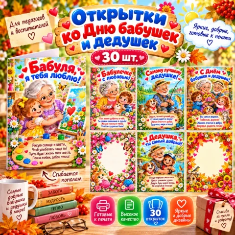 Открытки ко Дню бабушек и дедушек — 30 ярких и трогательных вариантов