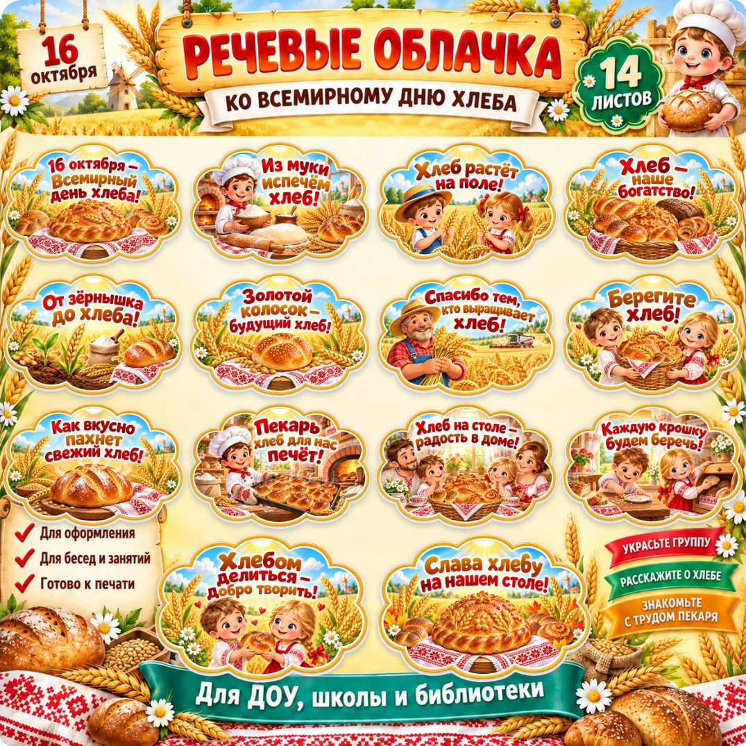 Речевые облачка ко Всемирному дню хлеба — обложка