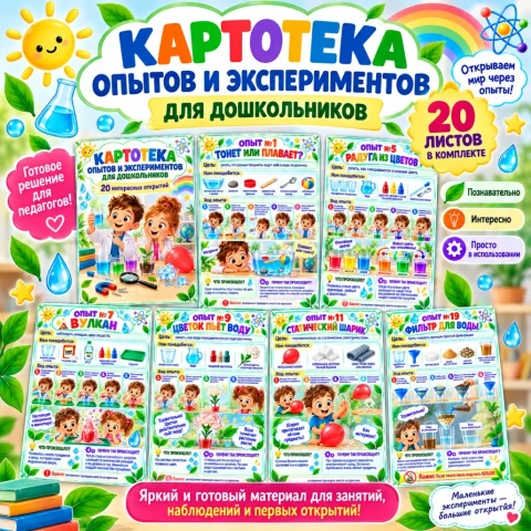 Картотека опытов и экспериментов для дошкольников