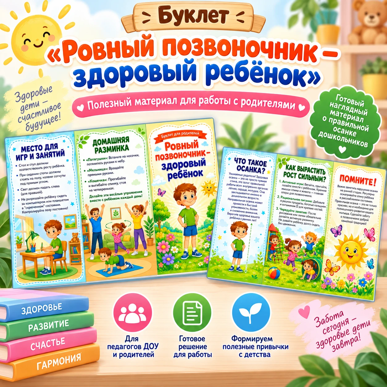 Буклет "Ровный позвоночник - здоровый ребёнок" — обложка