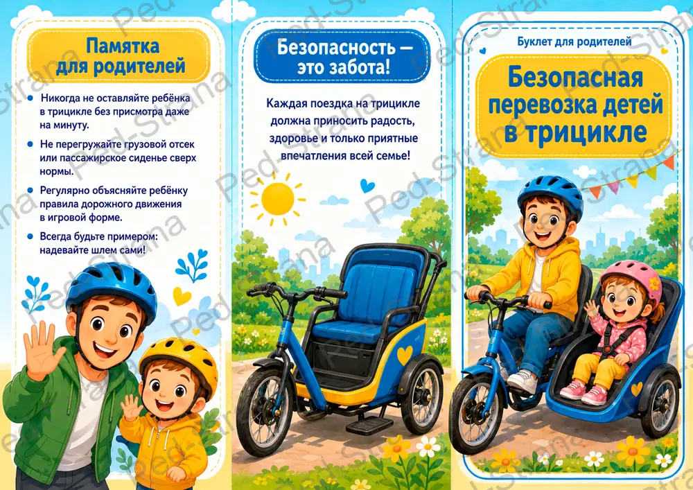 Буклет для родителей «Безопасная перевозка детей в трицикле» — страница-пример 2
