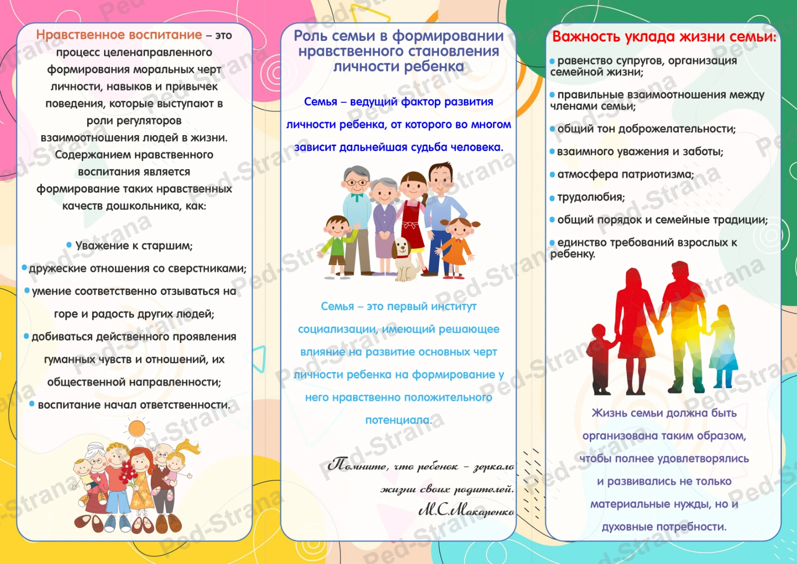 Буклет для родителей "Семья, ребёнок, нравственность" — страница-пример 2