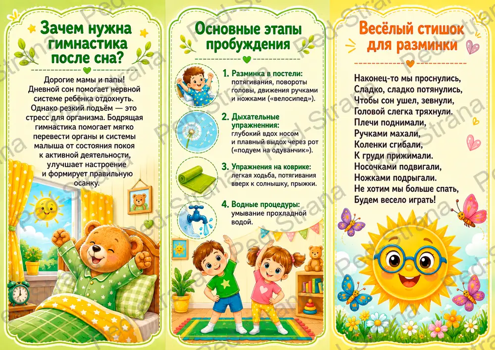 Буклет для родителей "Гимнастика после сна" — страница-пример 2